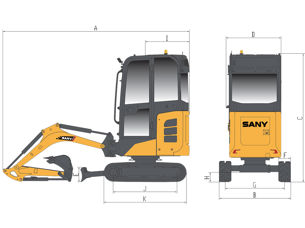 Dimensioner för Sany SY20C