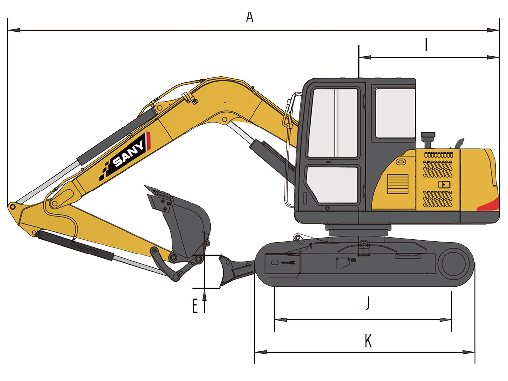 Dimensioner Sany SY95C